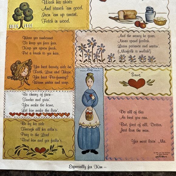 Vintage Farmhouse Country Picture "To Dotter On Her Marryin Day" Black Frame - Picture 3 of 5